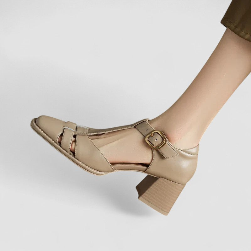 Scarlett | Sandalias T-Strap Ortopédicas con Tacones Bloque