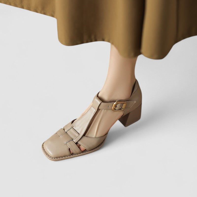 Scarlett | Sandalias T-Strap Ortopédicas con Tacones Bloque