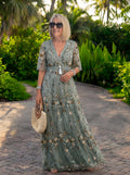 Melodi – Vestido largo de flores con cuello en V
