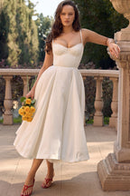 Vestido midi Elsa con falda de tul y tirantes ajustables