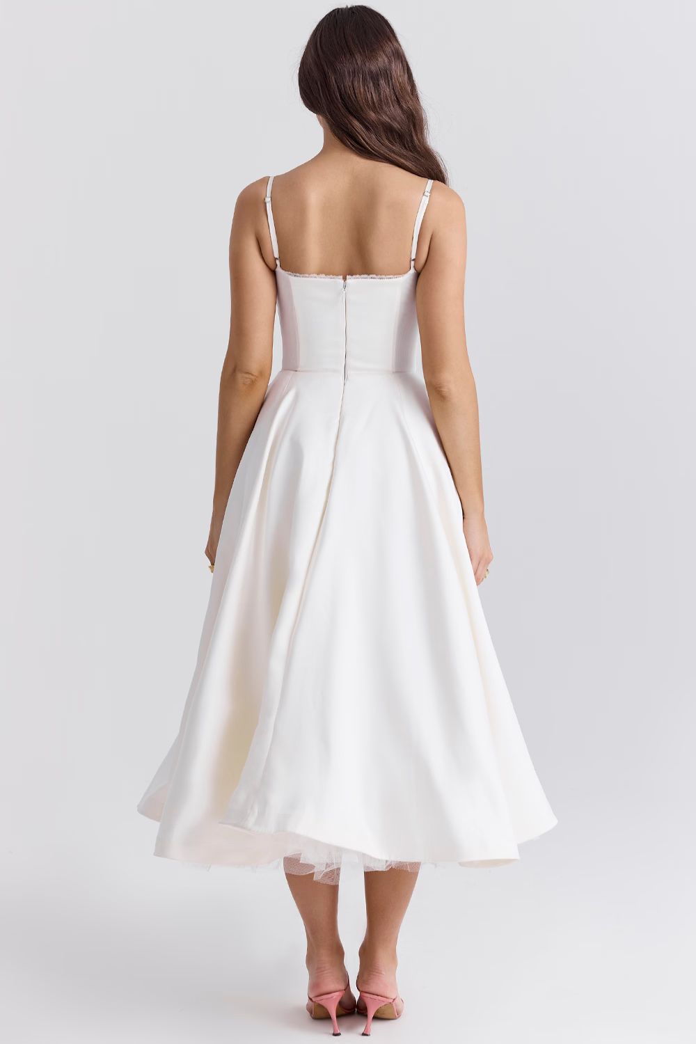 Vestido midi Elsa con falda de tul y tirantes ajustables