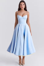 Vestido midi Elsa con falda de tul y tirantes ajustables