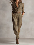 Combinaison Utilitaire en Tweed Marron à Carreaux Rowena™